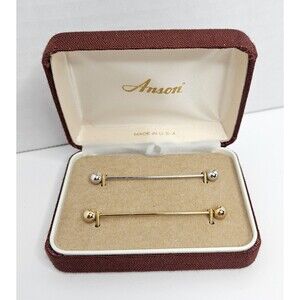 New Anson Gold And Silver Tone Collar Bar in Original Gift Box
